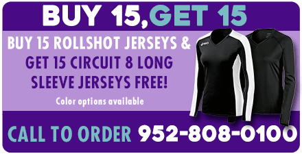 BUY 15, GET 15: Buy 15 Rollshot jerseys & Get 15 circut 8 long sleeve jerseys free! (color options available) CALL TO ORDER 952-808-0100