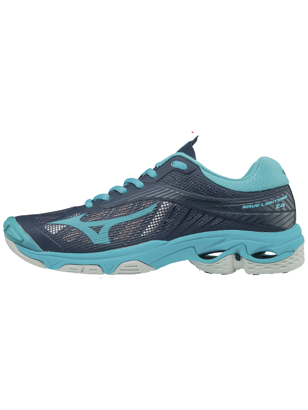 Mizuno Wave Lightning Z4 Shoes - Navy/Aqua | Midwest Volleyball Warehouse