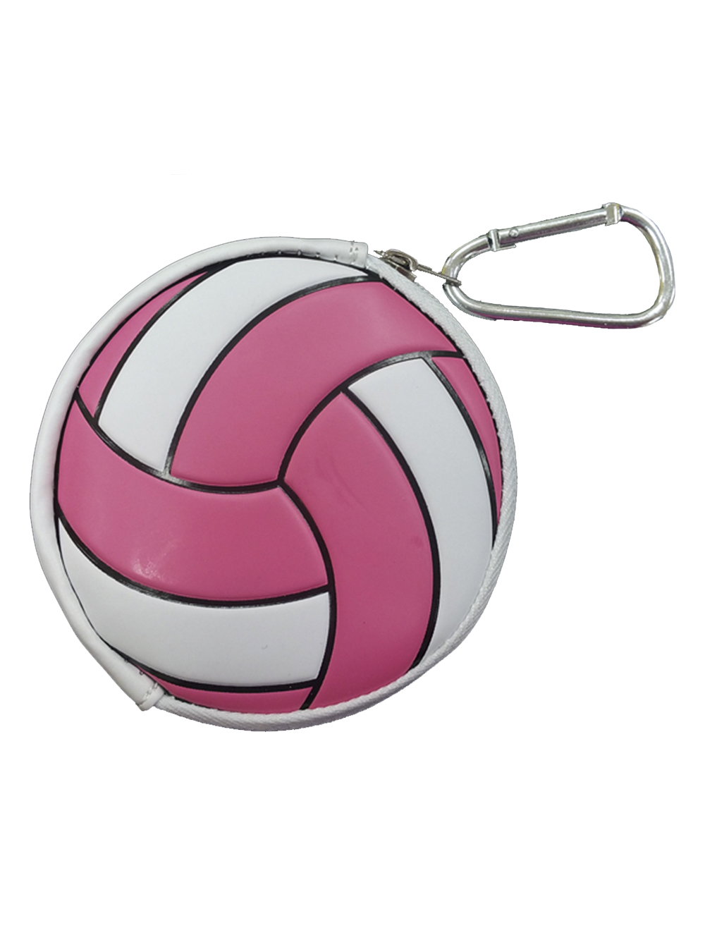 Pink and White Volleyball Keychain 